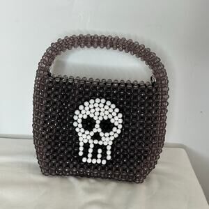 Buffants & Broken Hearts Beaded Skull Bag Y2K Grunge Top Handle Purse